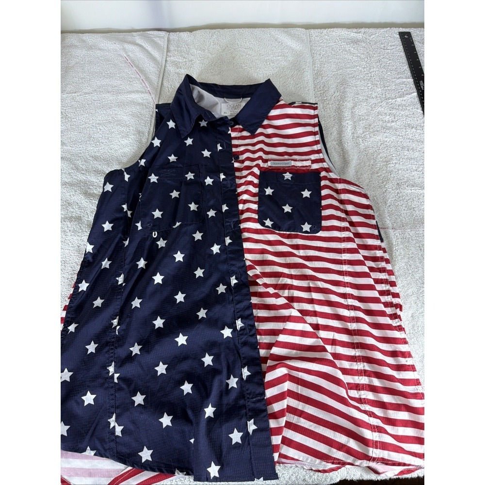 Ocean + Coast Patriotic American Flag Shirt Size XL  Sleeveless